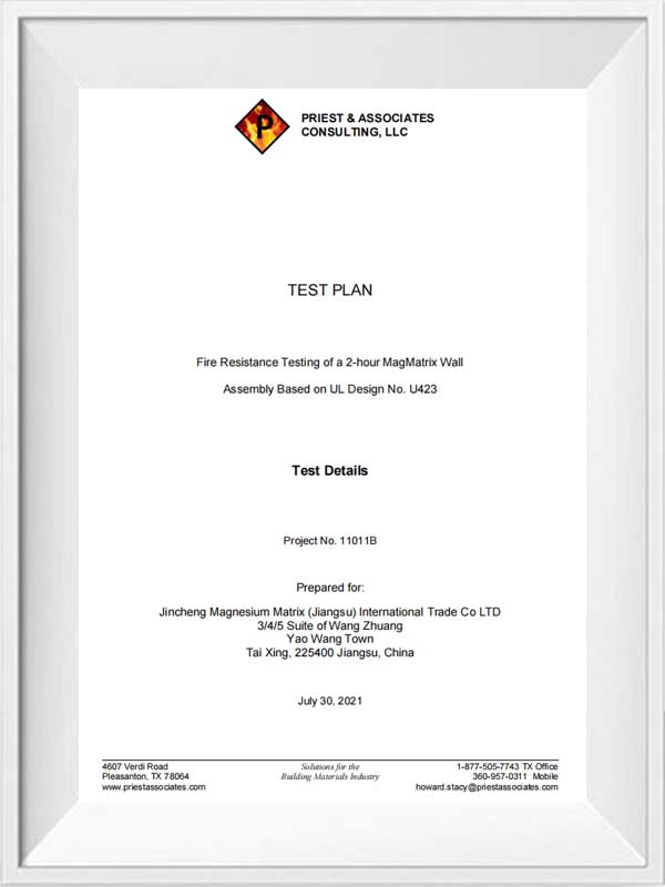 ASTM E119 Conception murale de goujons en acier de 2 heures